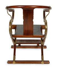 A Chinese Brass Mounted Yoke Back Armchair
