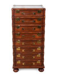 A Contemporary Leather-Clad Tall Chest of Drawers — 20TH CENTURY