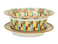 A Chinese Rose Medallion Porcelain Basket and Undertray