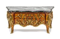 A Louis XV Style Marquetry and Gilt Metal Mounted Commode Height 2 5/8 x width 5 5/8 x depth 2 1/4 inches. — Denis E. W. Hillman, 1974