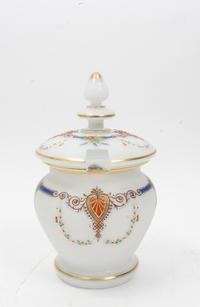An Enameled Milk Glass Punch Bowl Height 13 1/2 inches.