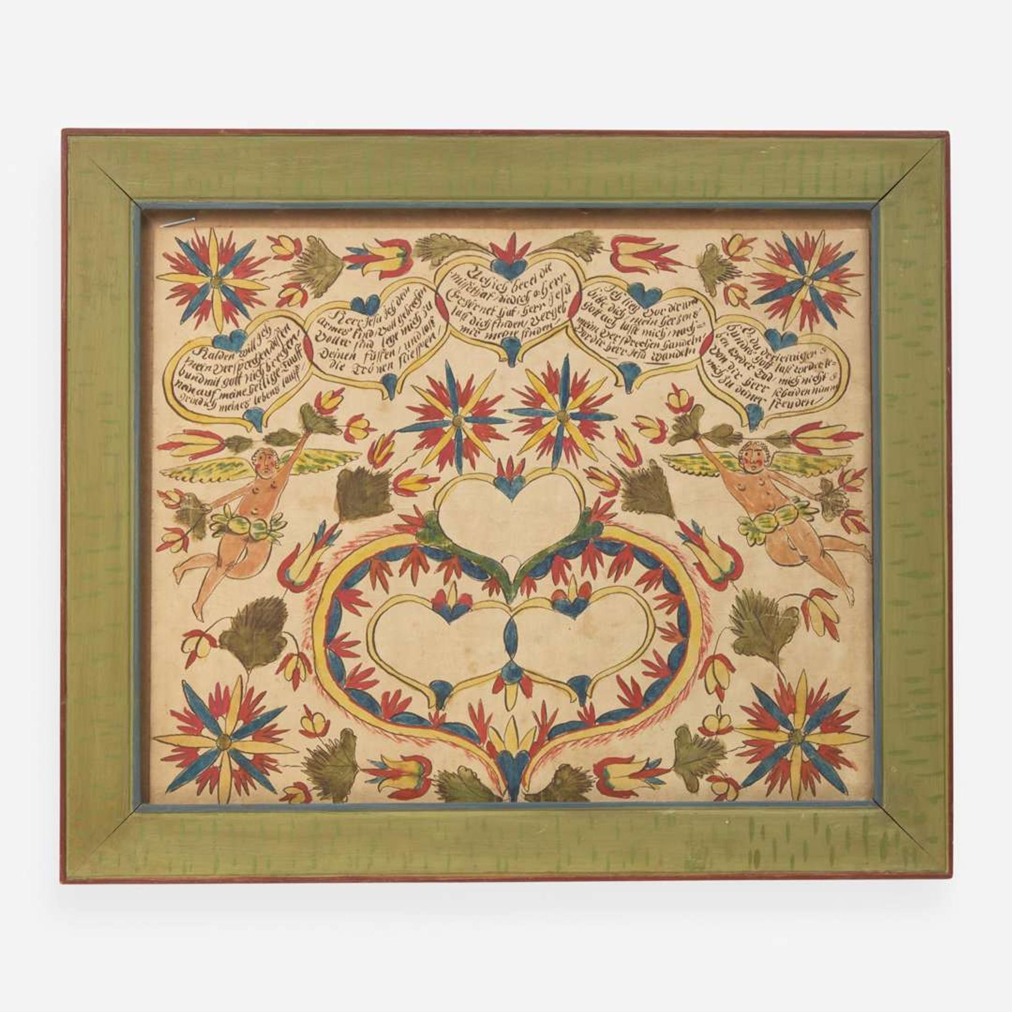 Attributed to Joseph Lochbaum / Nine Hearts Artist (active 1799-1806) A Fraktur birth and baptism record