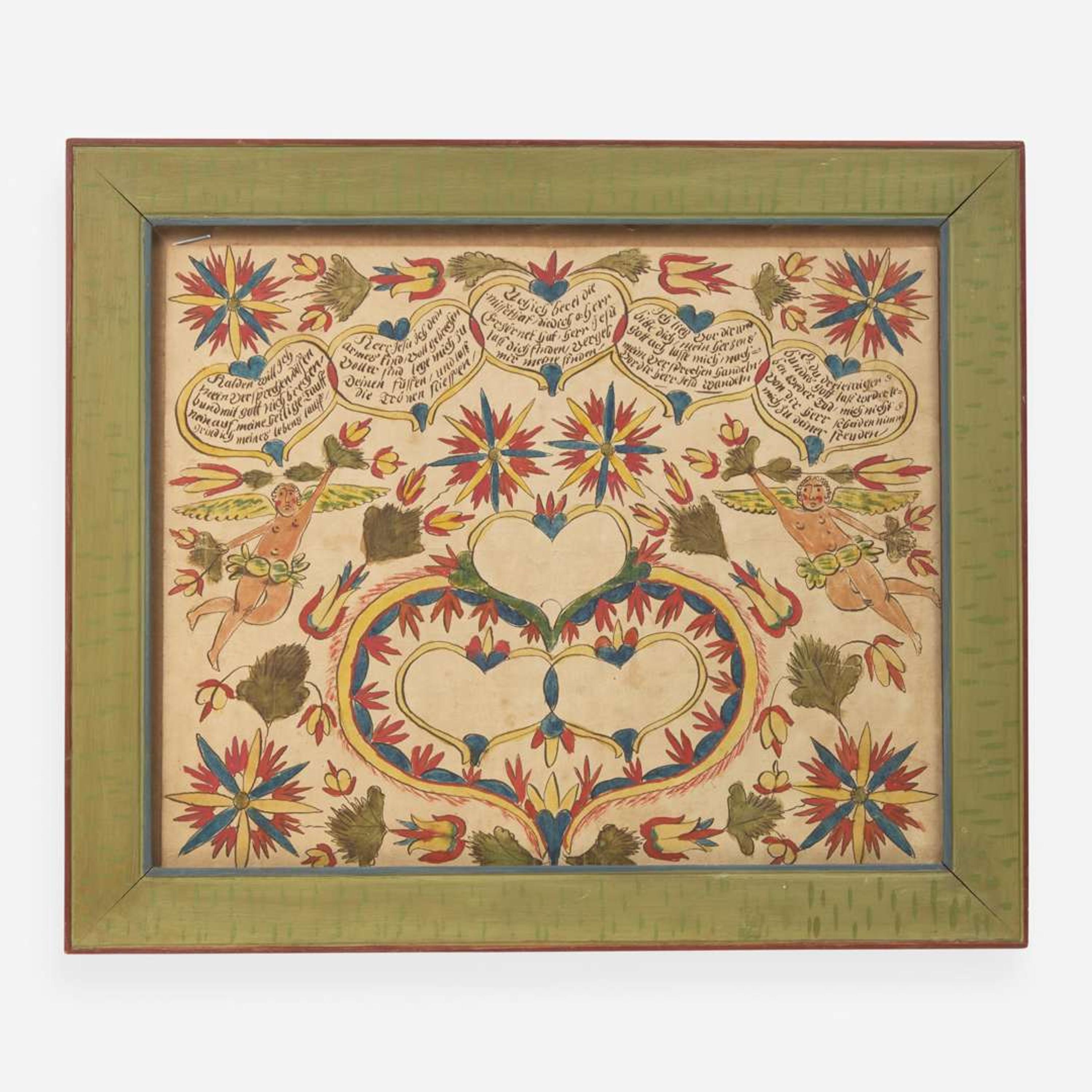 Attributed to Joseph Lochbaum / Nine Hearts Artist (active 1799-1806) A Fraktur birth and baptism record