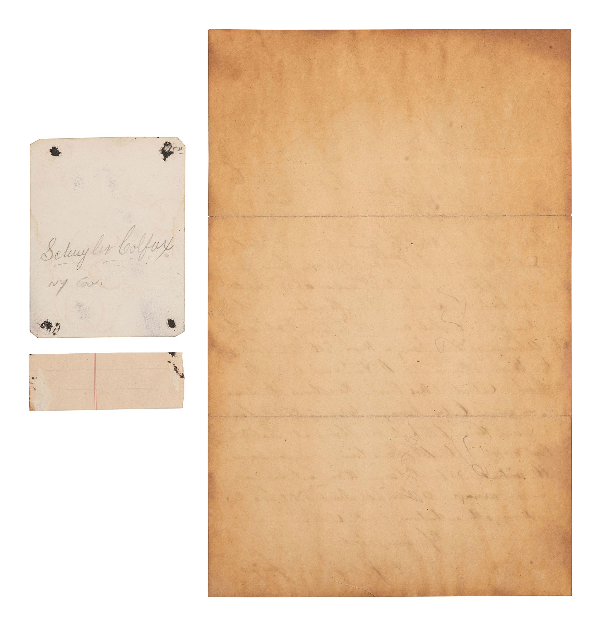 [POLITICS]. COLFAX, Schuyler (1823-1885). CDV and ALS.