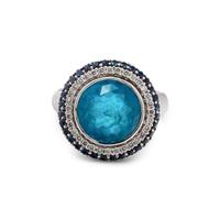 BLUE TOPAZ, SAPPHIRE AND DIAMOND RING