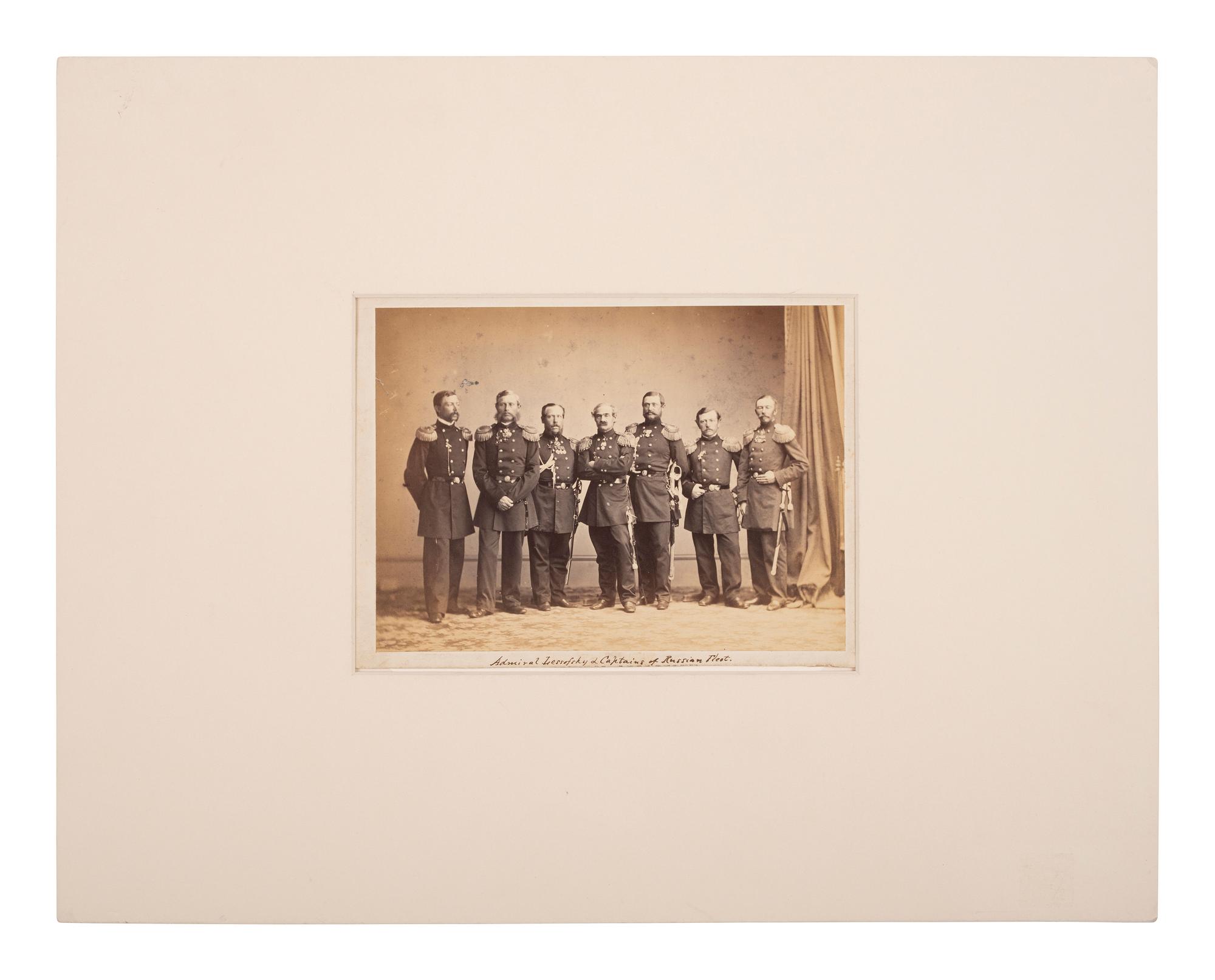 [CIVIL WAR]. [BRADY, Mathew (1822-1896), photographer]. Admiral Lessofsky and Captains of Russian Fleet . New York, 1863.