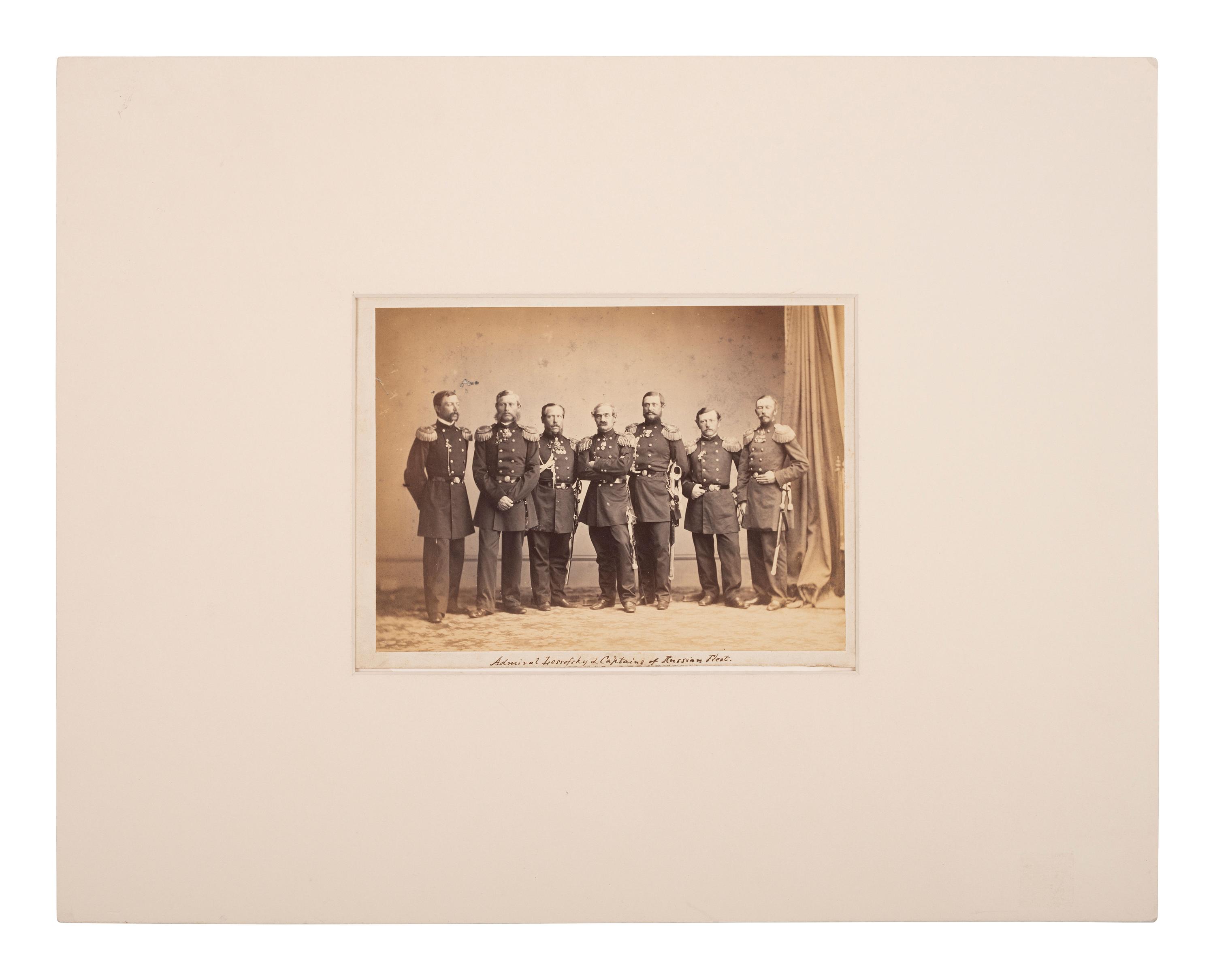 [CIVIL WAR]. [BRADY, Mathew (1822-1896), photographer]. Admiral Lessofsky and Captains of Russian Fleet . New York, 1863.