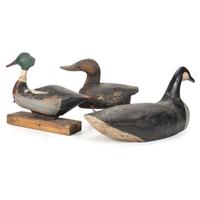 Three Carved and Painted Wooden Duck Decoys