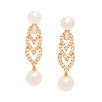 CULTURED PEARL AND DIAMOND EARRINGS
