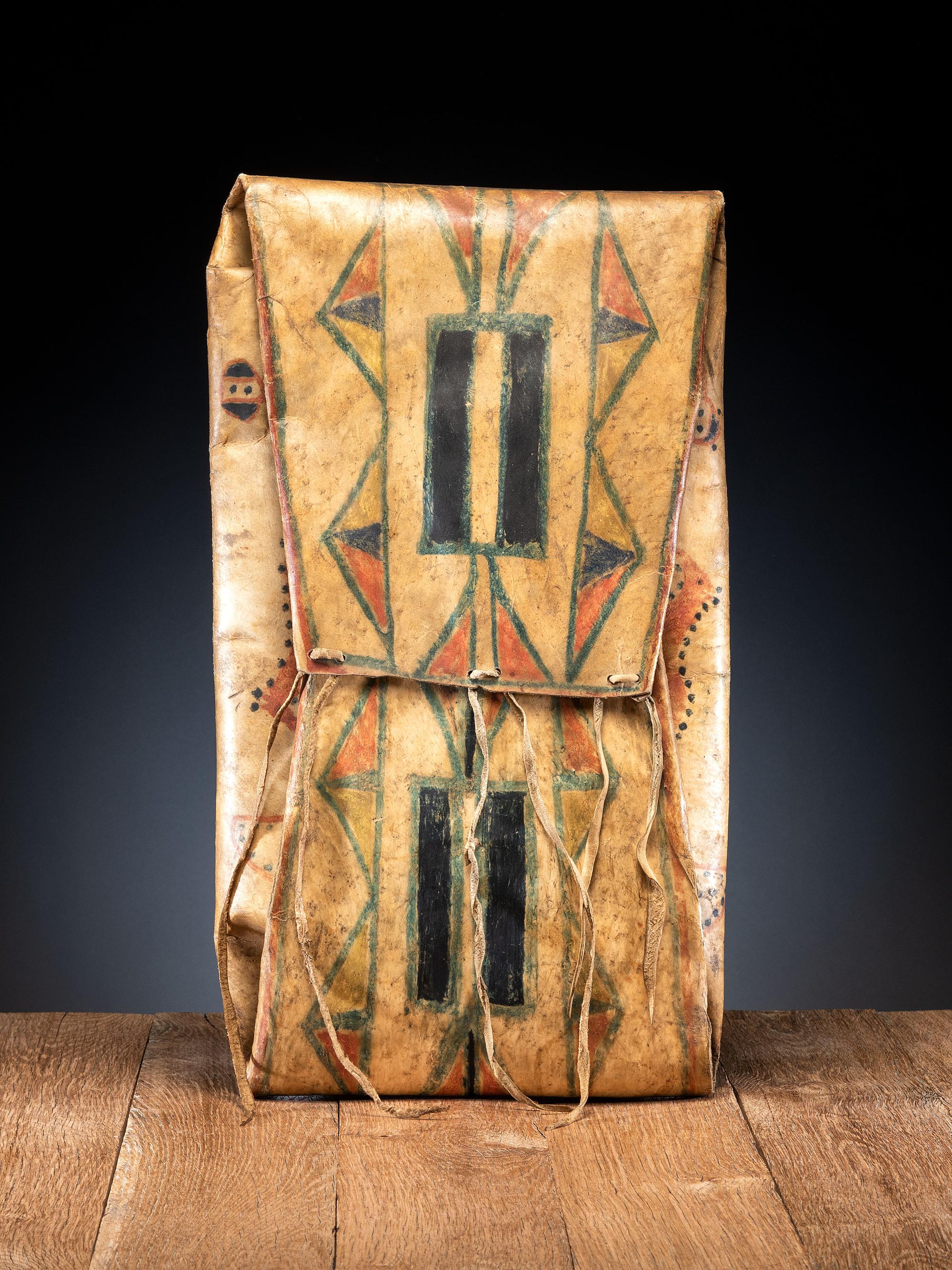 Blackfeet Parfleche Envelope, with Pictorial Design on Interior