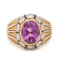 Buccellati, Pink Sapphire, Diamond, and Bicolor Gold Ring