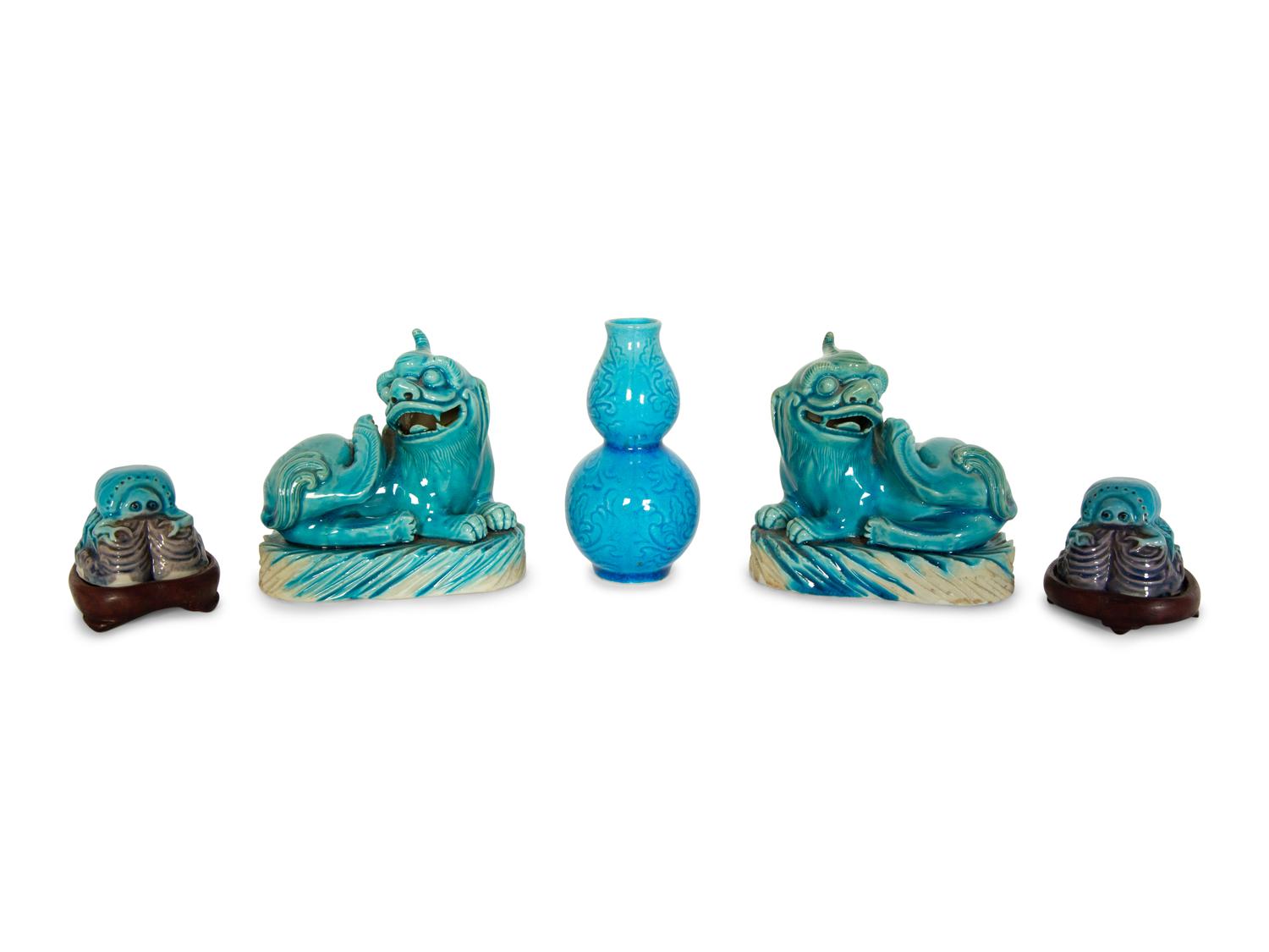 A Group of Chinese Turquoise Glazed Articles