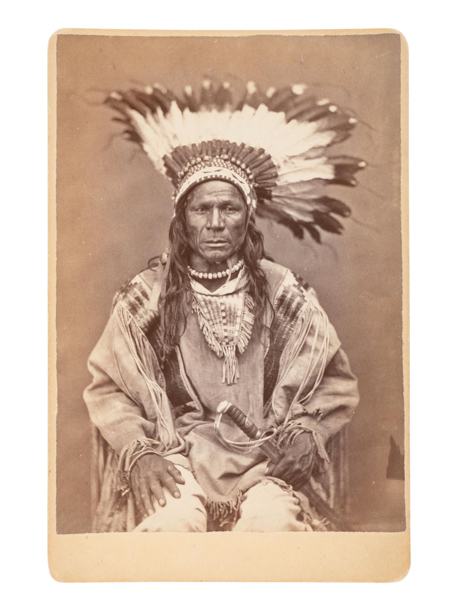[GOFF, O.S. (1843-1916), photographer]. Cabinet card portrait of Crow Flies High. [Bismarck, Dakota Territory].