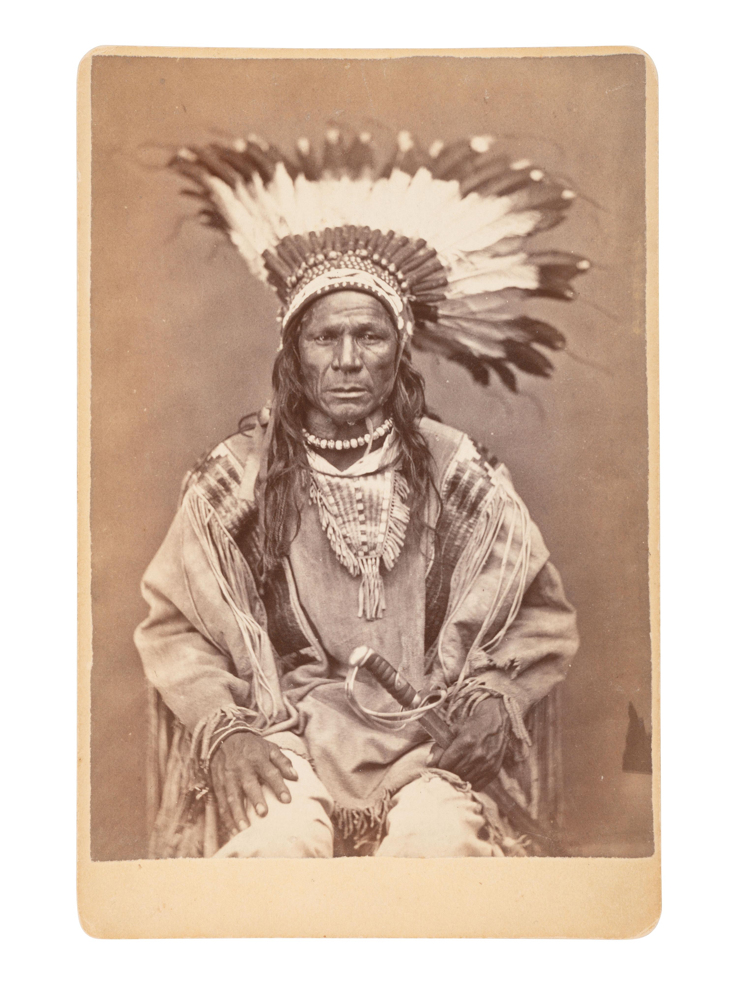 [GOFF, O.S. (1843-1916), photographer]. Cabinet card portrait of Crow Flies High. [Bismarck, Dakota Territory].