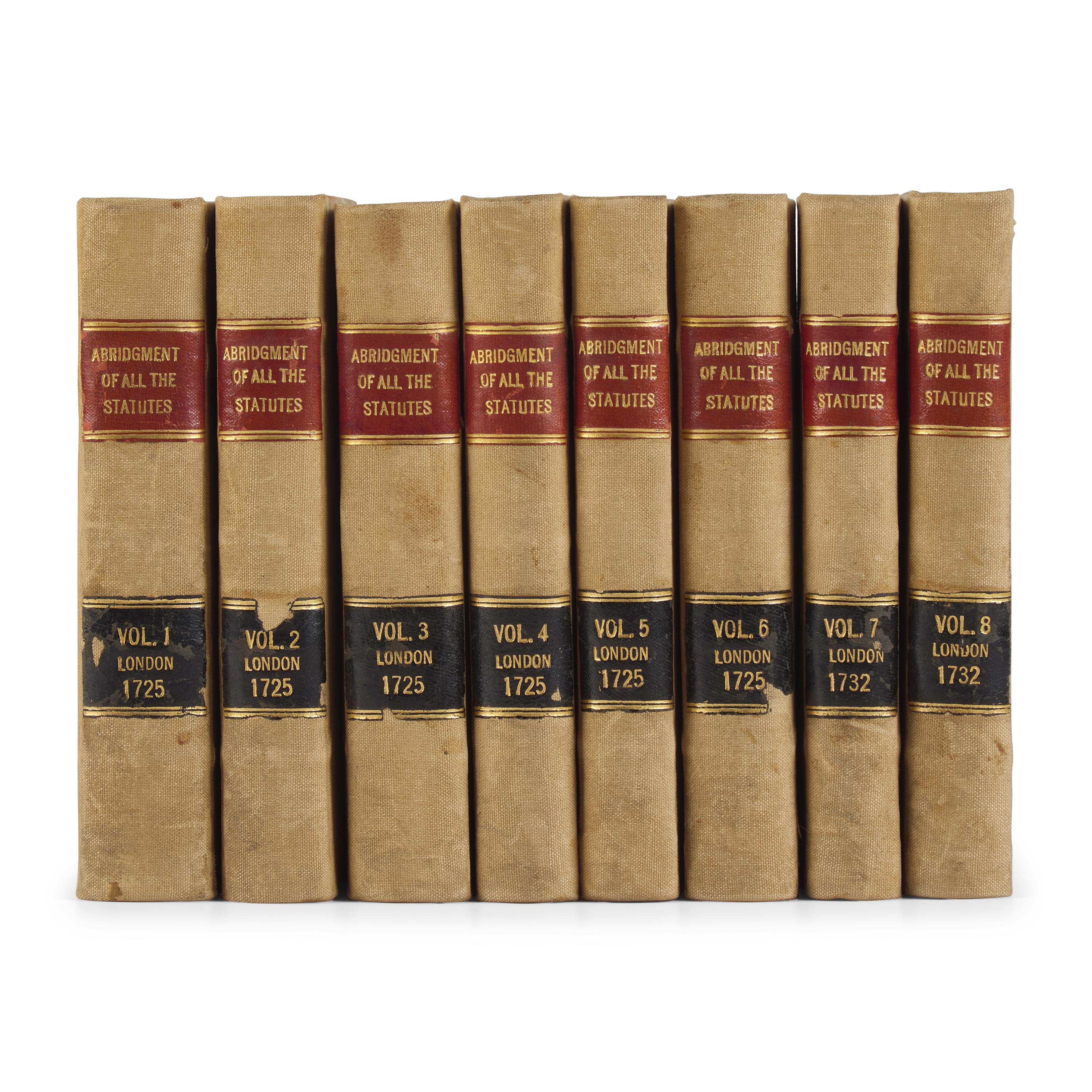 [American Law] John Jay's Copy of These English Legal Statutes, in 8 Volumes, all Signed by Him