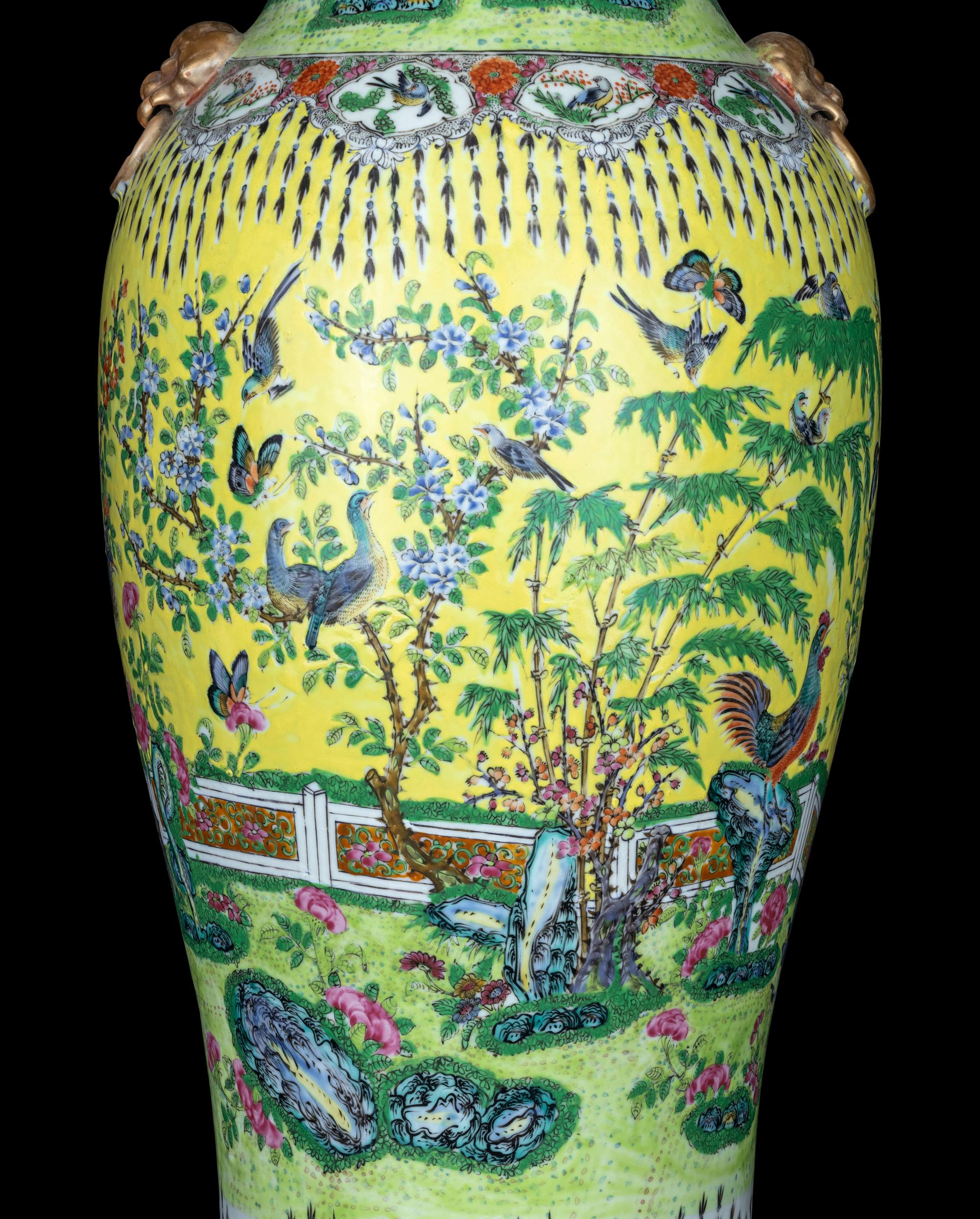 A Large Yellow Glazed Famille Rose Porcelain Vase