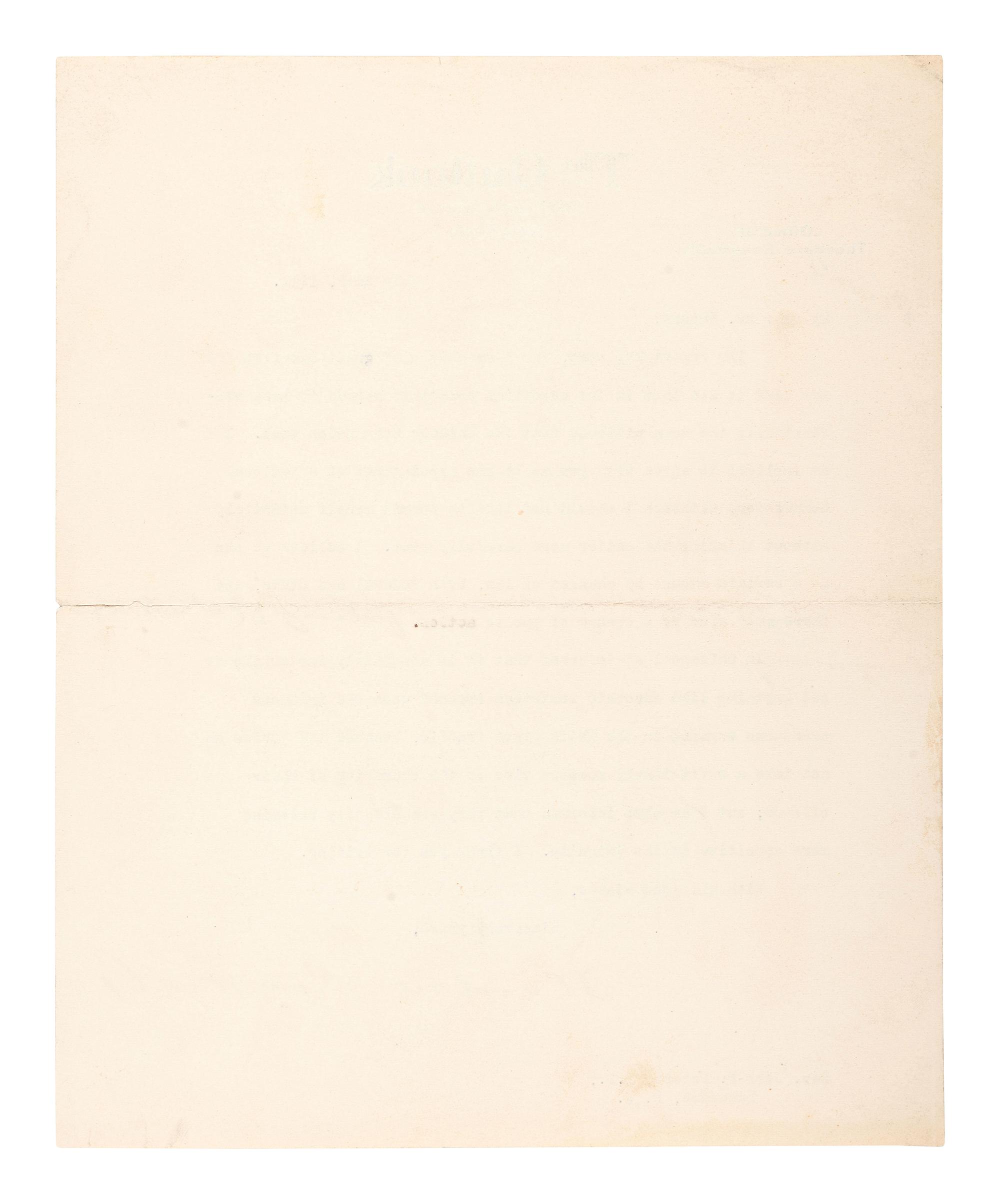 ROOSEVELT, Theodore (1858-1919). Typed letter signed ("Theodore Roosevelt"). New York, 25 July 1911.