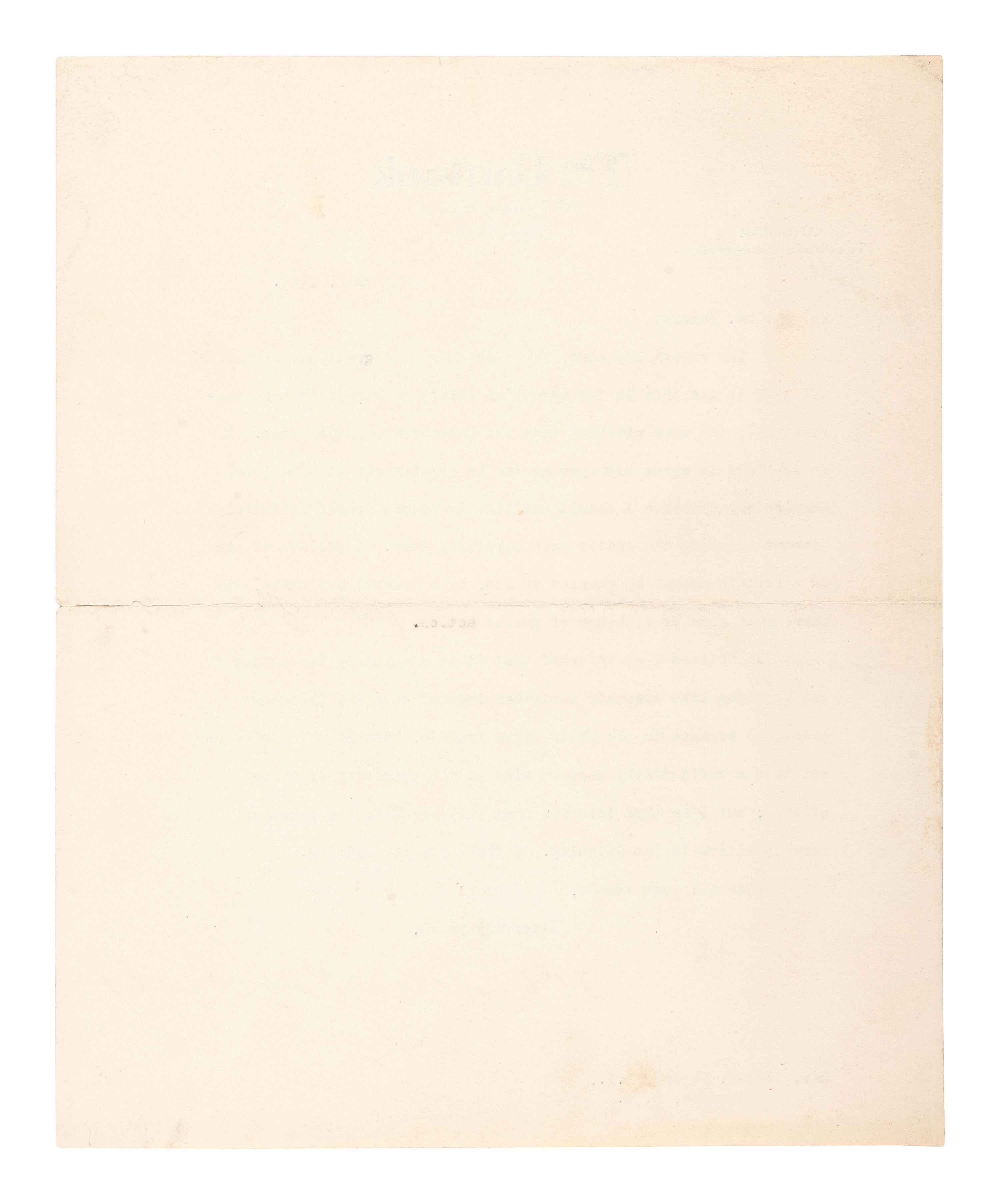 ROOSEVELT, Theodore (1858-1919). Typed letter signed ("Theodore Roosevelt"). New York, 25 July 1911.
