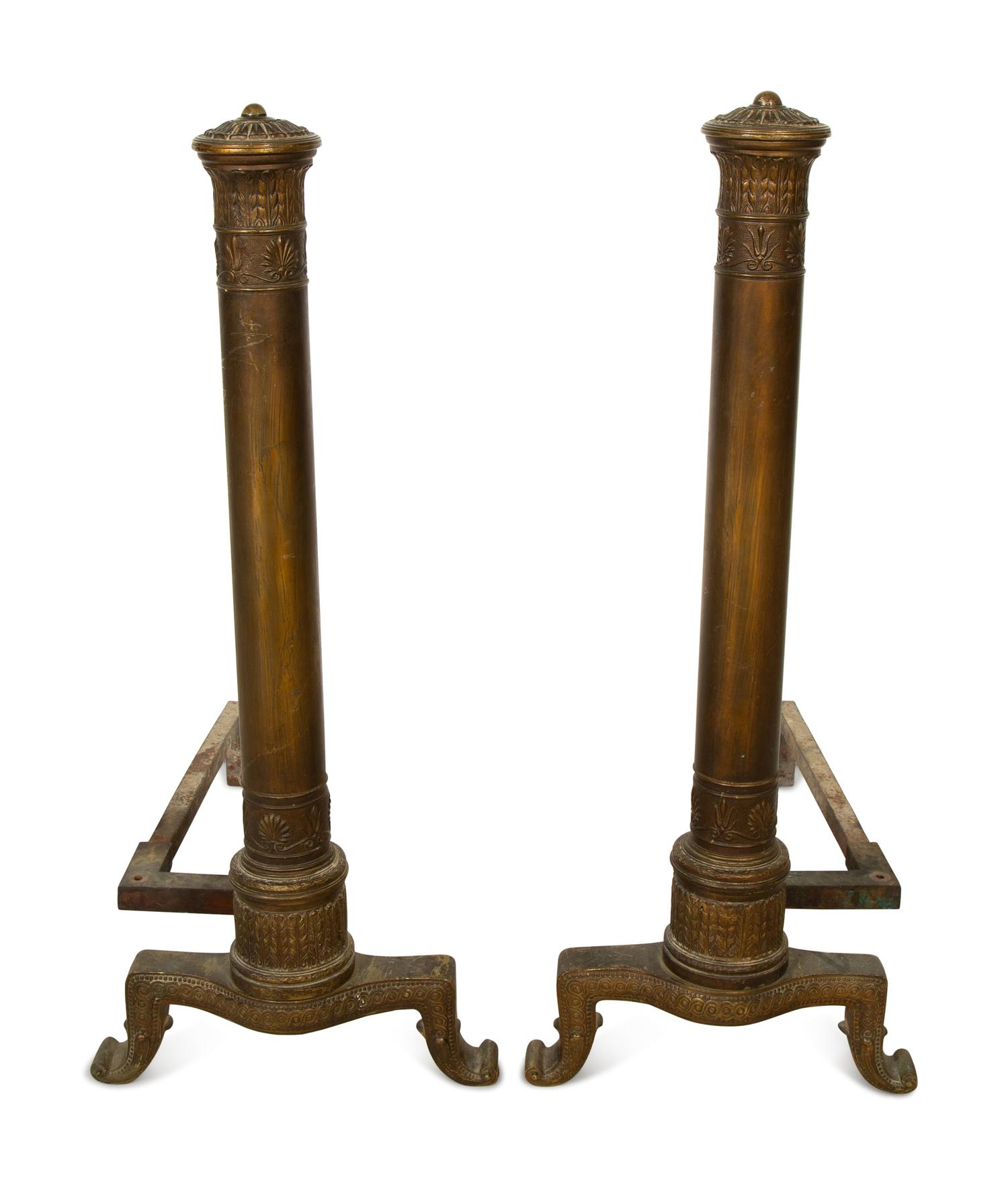 A Pair of Continental Bronze Andirons