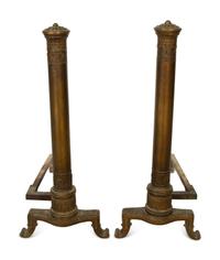 A Pair of Continental Bronze Andirons