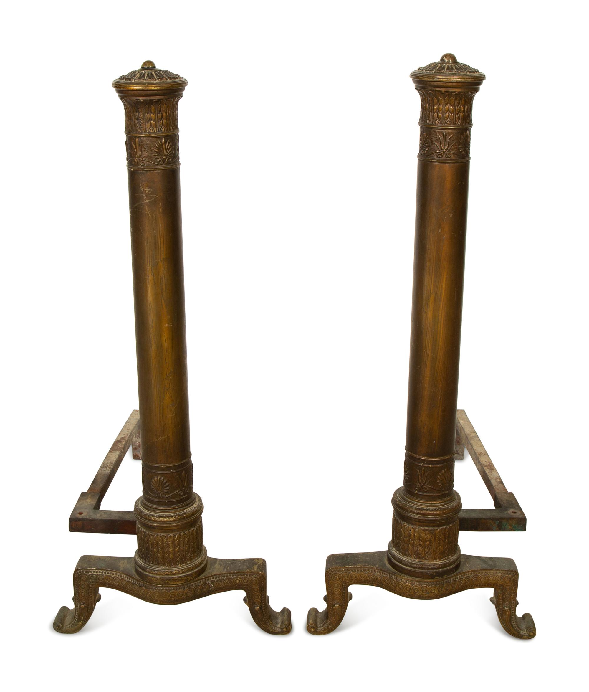 A Pair of Continental Bronze Andirons