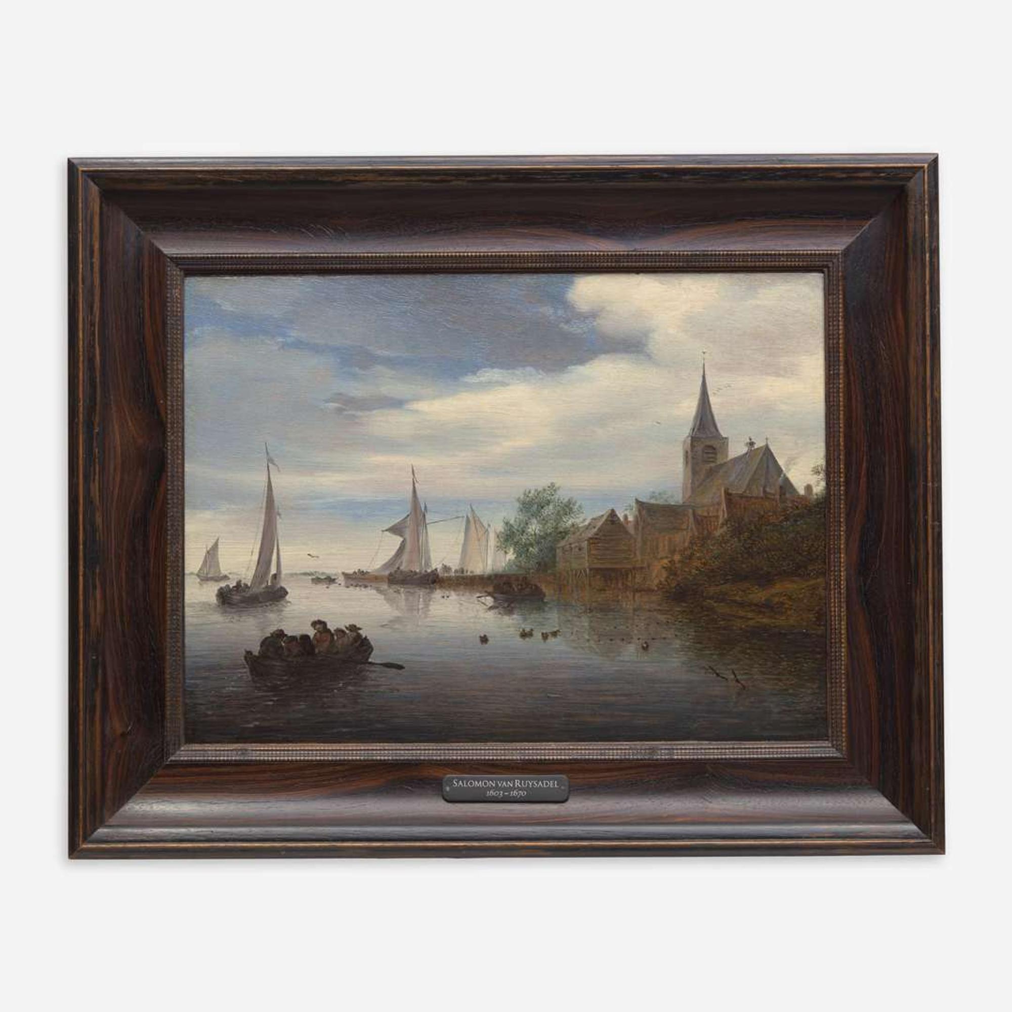 Salomon van Ruysdael (Dutch, B.C. 1602–1670) Sailing by the Old Dutch Town