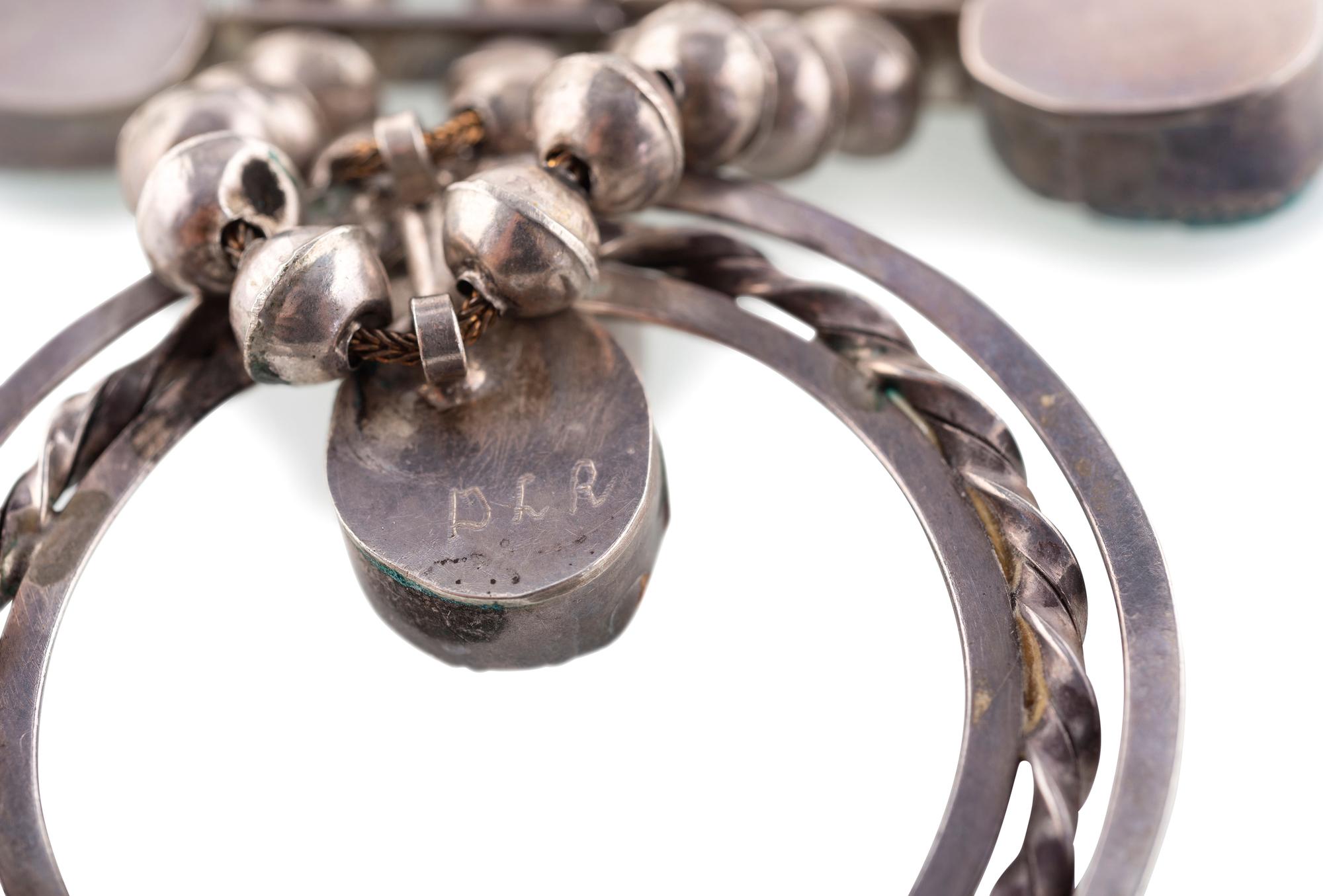 Navajo Silver and Turquoise Squash Blossom Necklace