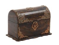 A Brass Mounted Burlwood Table Casket Width 8 inches. — 19TH CENTURY