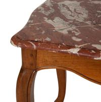 A French Provincial Louis XV Style Fruitwood Table with Rouge Marble Top