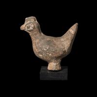 A Chinese Grey Pottery Figure of a Rooster, Han Dynasty 漢 灰陶雞