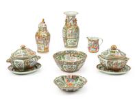 Nine Rose Medallion Porcelain Articles