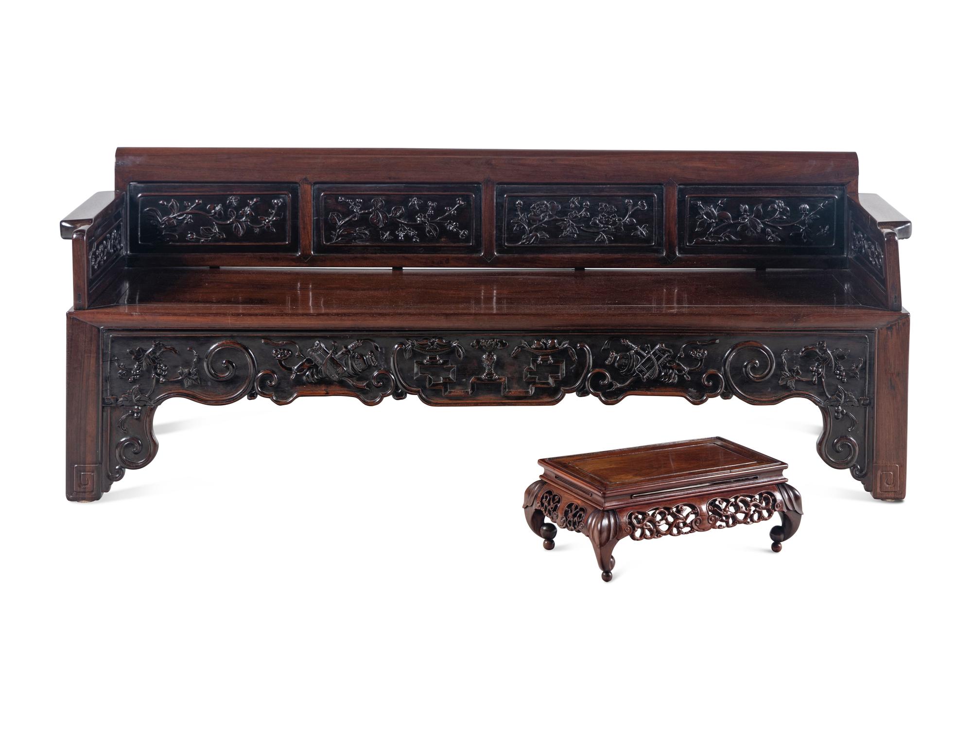 A Chinese Carved Zitan Day Bed, Luohanchuang