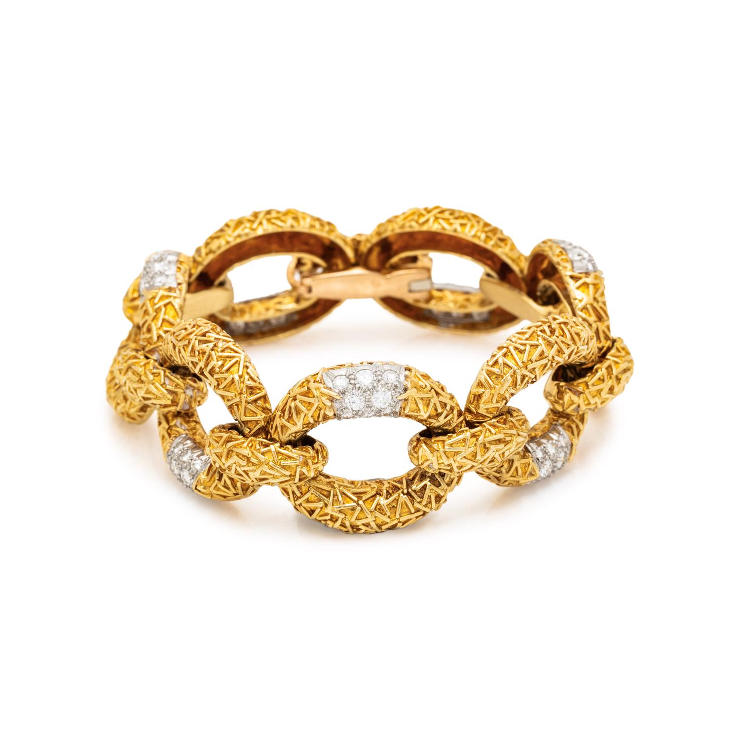 VAN CLEEF & ARPELS, FRANCE, YELLOW GOLD, PLATINUM AND DIAMOND BRACELET