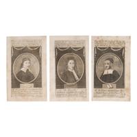 Doolittle, Amos (1754-1832), engraver. A group of 3 engraved portraits from A Complete History of Connecticut. [Hartford: Hudson & Goodwin, 1797].