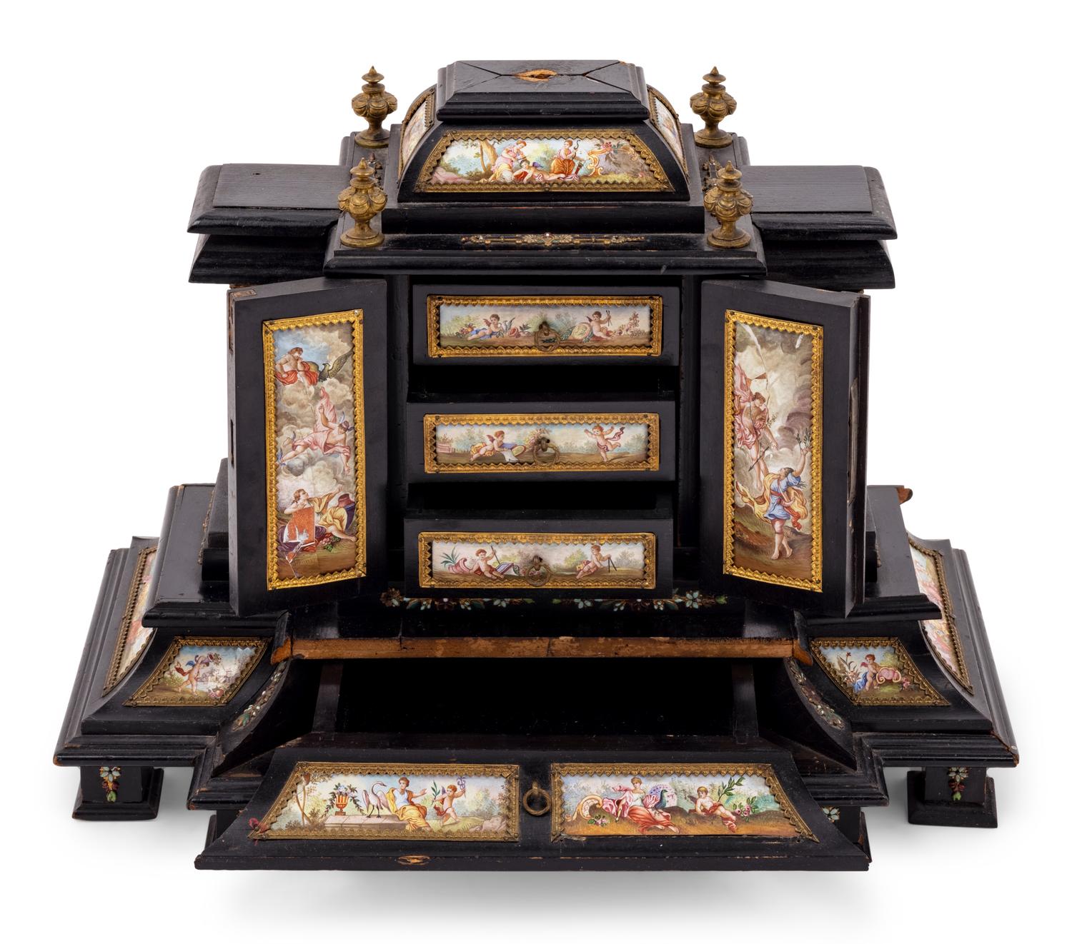 An Austrian Enameled Table Cabinet