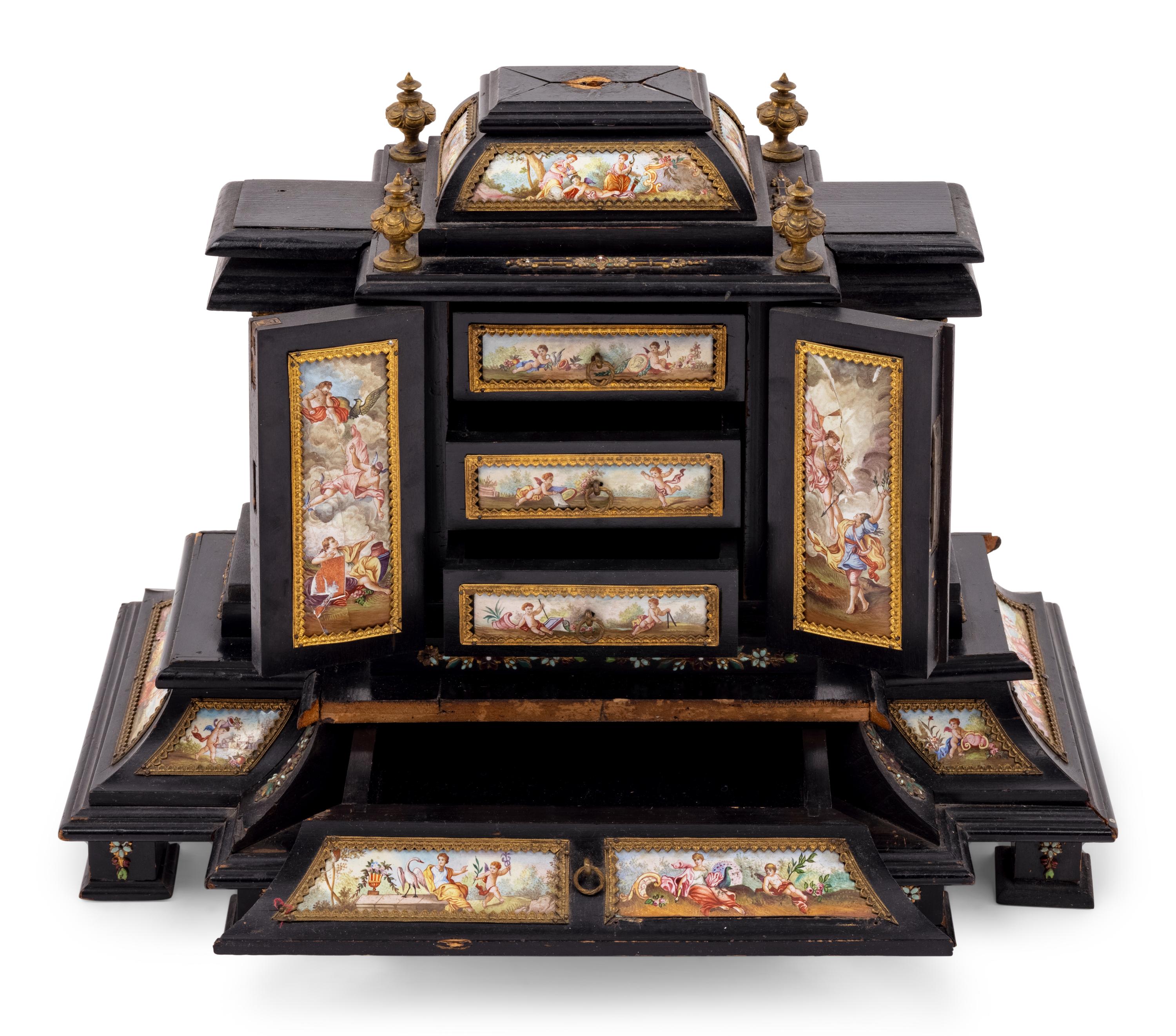 An Austrian Enameled Table Cabinet