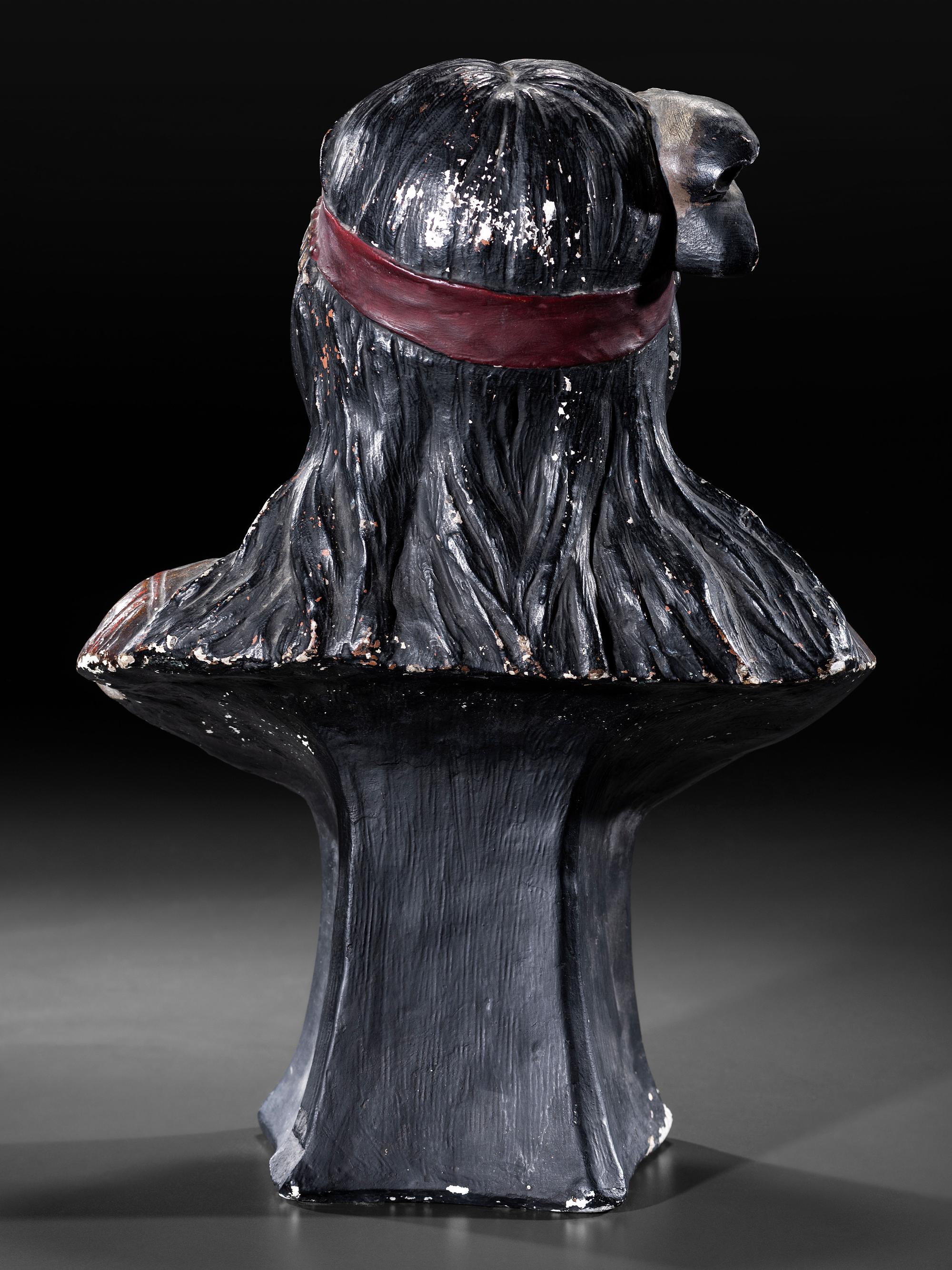 A Painted Chalkware Tobacco Trade Countertop Display Figure of a Chief