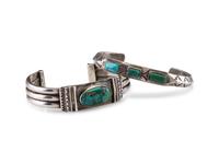 Navajo Silver and Turquoise Cuff Bracelets