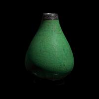 A Chinese Silver Mounted Green Langyao- Type Porcelain Vase, 18th Century 清中期 鑲銀口 綠 朗窯瓶