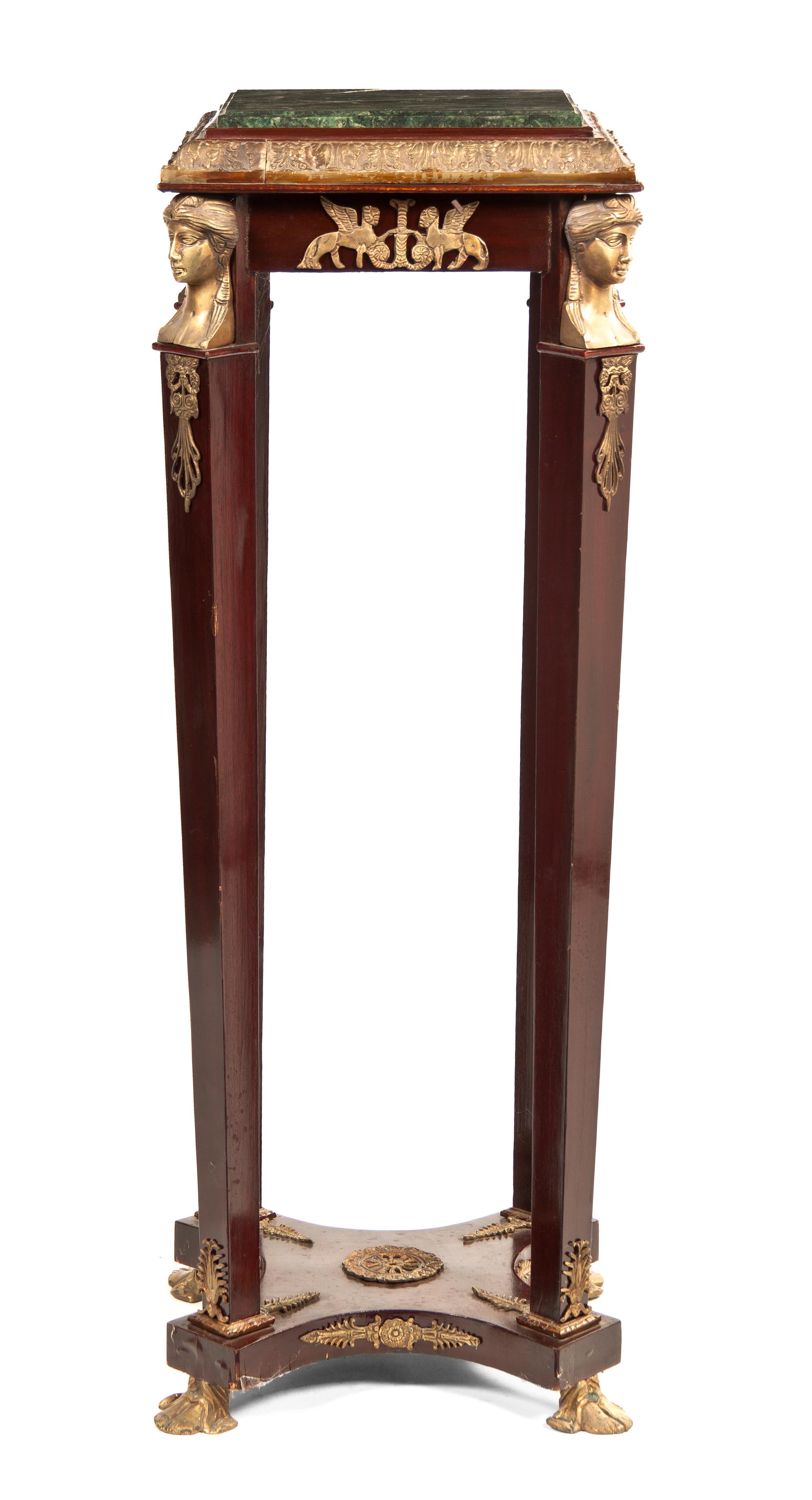 An Empire Style Gilt Metal Mounted Pedestal, Height 49 inches.