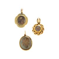 VICTORIAN, COLLECTION OF YELLOW GOLD AND ENAMEL LOCKET AND MOURNING JEWELRY