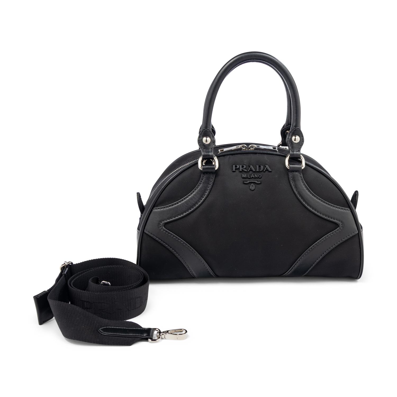 PRADA, SMALL NYLON BOWLING BAG