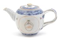 A Chinese Export Blue and White Teapot Height 5 1/2 inches. — 18TH CENTURY