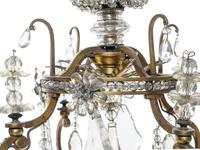 A Pair of French Gilt Bronze and Glass-Beaded Twelve-Light Chandeliers
