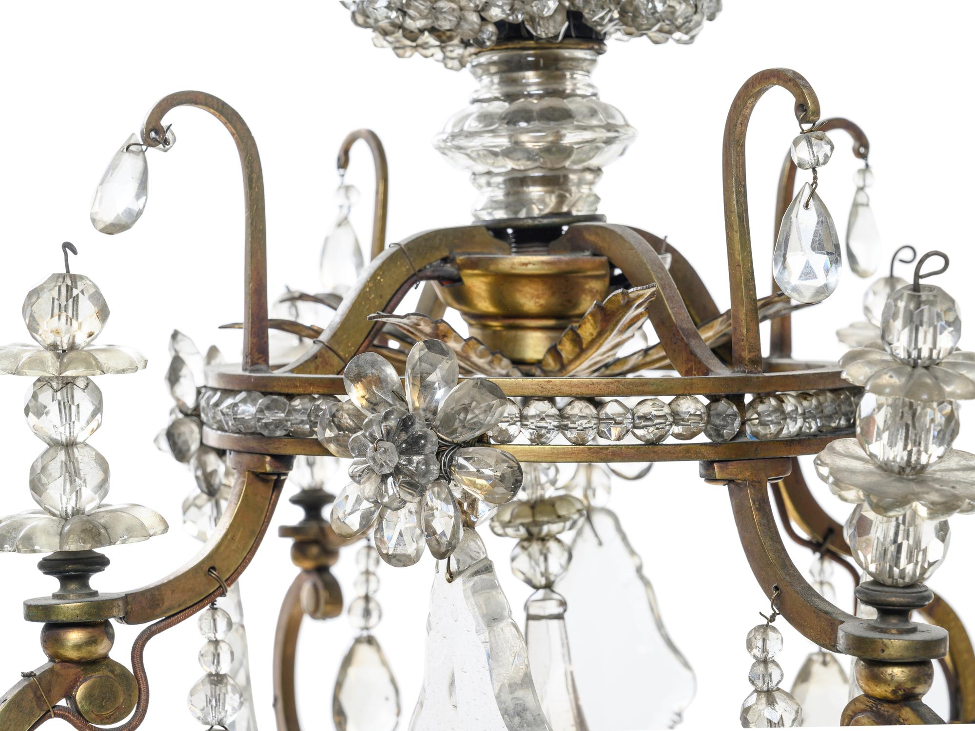 A Pair of French Gilt Bronze and Glass-Beaded Twelve-Light Chandeliers
