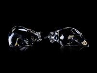 Steuben Glass Bear and Bull Figures