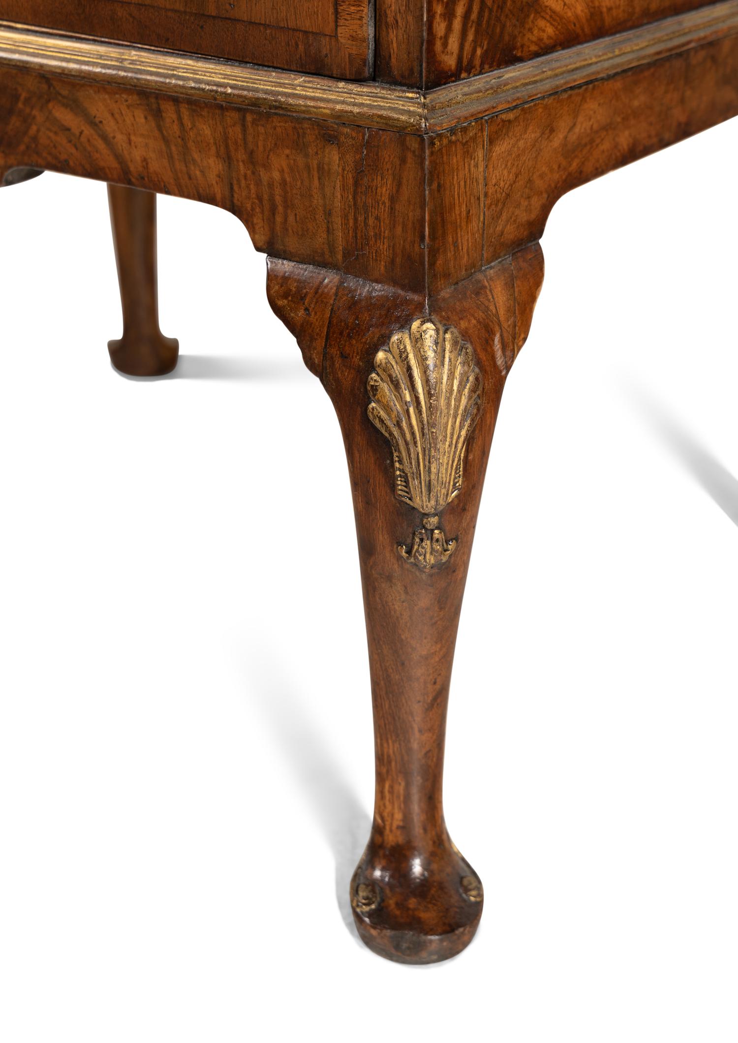 A George II Style Parcel Gilt Walnut Bureau Bookcase
