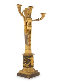 An Empire Gilt and Patinated Bronze Candelabrum