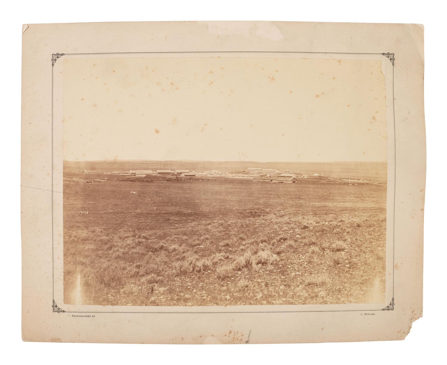 HOWARD, Charles (b. ca 1842-?), photographer. Three photographs of Fort Fetterman, Wyoming Territory, incl. camp of the 2nd Cavalry near the North Platte River.