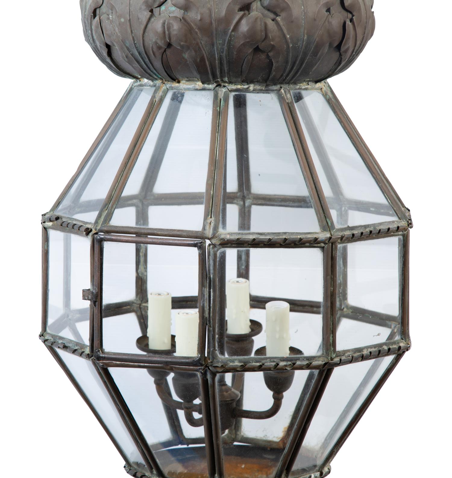 A Continental Tole and Glass Lantern in the Orientalist Taste — Early 20th Century